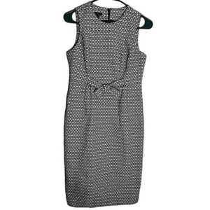 Talbots Women's 4 Petite linen blend Pencil dress. Black‎ geometric business